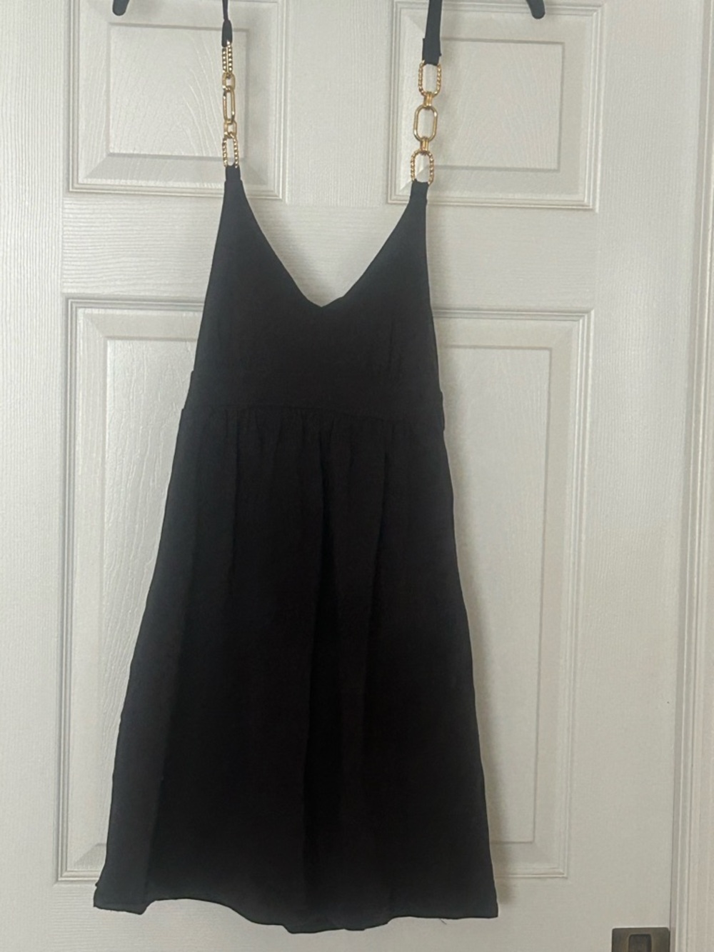 Victoria's Secret Black Mini Dress with Gold Chain Straps